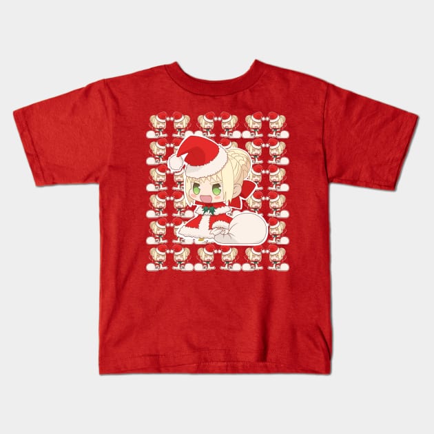 CUTE CHIBI SANTA SABER NERO 2 from FATE GRAND ORDER Kids T-Shirt by zerooneproject